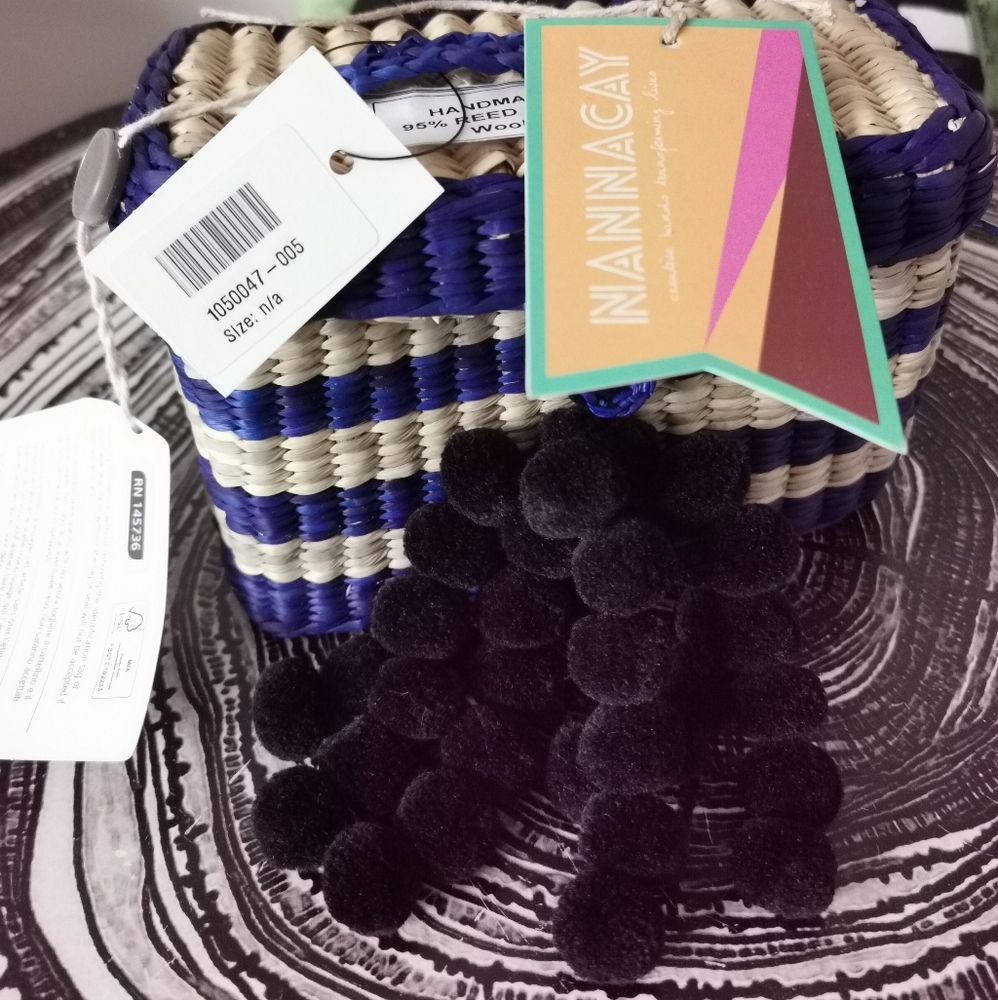 Nannacay Straw handbag Tote w Pom poms Beach bag Brand New w tag Handmade Travel - Picture 11 of 16